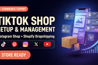 setup and manage tiktok shop instagram shop and shopify dropshipping stores