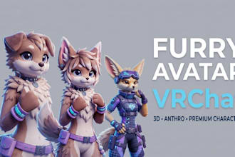 create custom vrchat avatar, furry avatar, anime avatar, vrc avatar, 3d vrchat