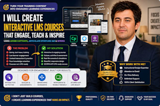 create interactive lms course using adobe captivate, articulate storyline 360