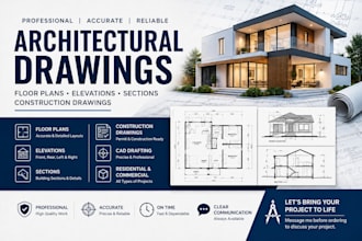 do architectural floor plans, elevations, sections and cad construction drawings
