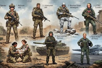 make military character design or military illustration