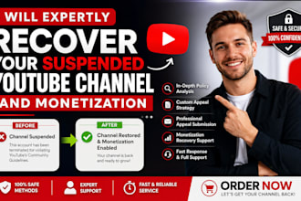 expertly recover your suspended youtube channel and monetization
