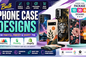 design bulk phone case designs for printful printify shopify print on demand