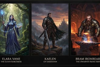 create cinematic character art for fantasy