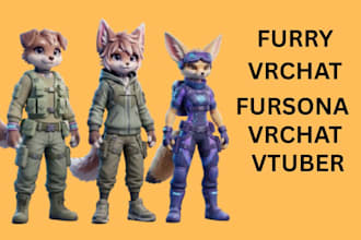 custom vrchat avatar, 3d model, vr character furry vrchat, anime, vrchat art