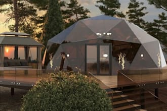 create realistic 3d glamping dome design and rendering