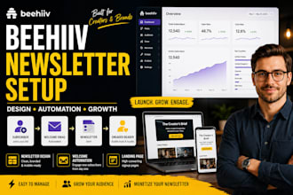 do beehiiv newsletter setup, design, email automation setup