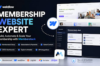 build a webflow membership website with memberstack subscription, gated content