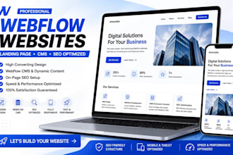 build webflow landing page cms website and seo optimized site