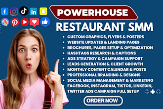 restaurant social media marketing manager cafe leads facebook ads flyer website