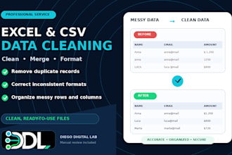 clean merge and organize your excel or CSV data