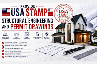 provide USA stamp, structural engineering and permit drawings