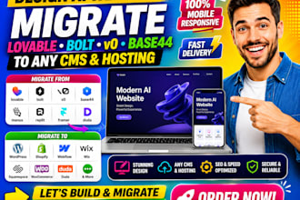 design ai website migrate lovable bolt v0 base44 to wordpress shopify hosting