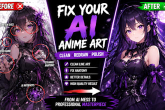 clean up anime error, redraw and fix your ai generated anime artwork