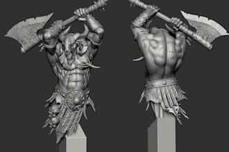 sculpt and model a detailed 3d character in zbrush for 3d printing