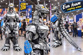 create custom eva foam cosplay armor helmets props cosplay costumes, and weapons