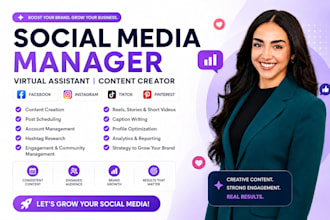 social media managerva content creator for  facebook instagram tiktok pinterest