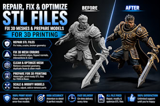 fix stl mesh, repair 3d files and optimize models for 3d printing