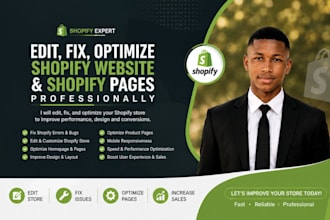 edit, fix, optimize shopify website and shopify pages