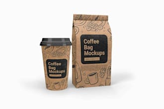 design coffee, ice cream, paper cup label and packaging