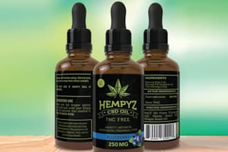 cbd label design, hemp oil label, bottle label, packaging design