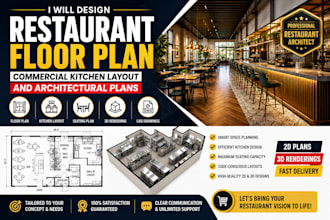 design restaurant floor plan, commercial kitchen layout and architectural plans