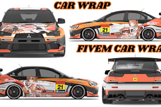 design unique livery for police car, fivem ems, racing car, van, rally car wrap