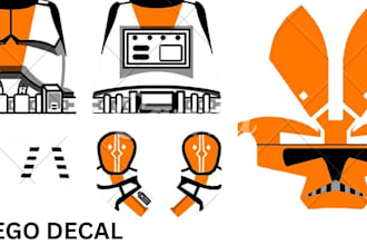 do 2d lego decal minifigure decal sticker head torso leg arm for uv pad print