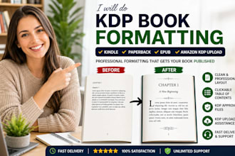 format your book for KDP, kindle, paperback, epub and amazon kdp upload