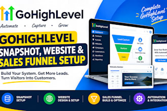 create gohighlevel snapshot, gohighlevel website, ghl sales funnel setup