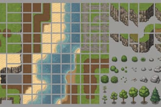 create 2d game tileset tilemap game environment pixel art map assets design