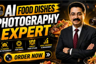 create realistic food dishes photography for restaurant menu