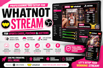setup whatnot obs stream for sports cards, pokémon and auctions