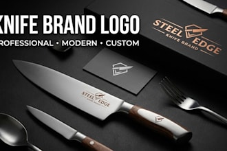 design a sharp and professional kitchen knife brand logo for your business