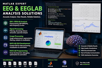 do matlab eeg, eeglab analysis, gui, erp, signal processing and image processing