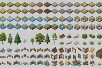 create isometric game tileset tilemap 2d environment pixel art game assets