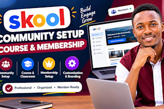 set up skool community, skool course and skool membership