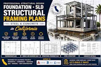 design foundation sld structural framing plans steel and concrete in california
