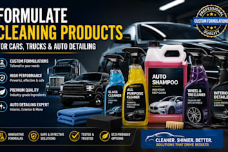 formulate cleaning products for cars, trucks and auto detailing