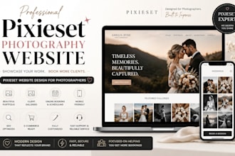 design a professional pixieset photography website and portfolio