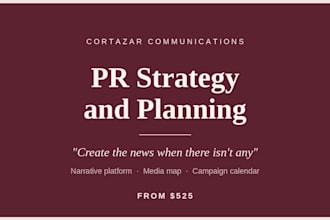 build your PR strategy, narrative platform and campaign plan
