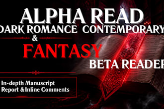 alpha reader contemporary romance beta reader fantasy sci fi novel