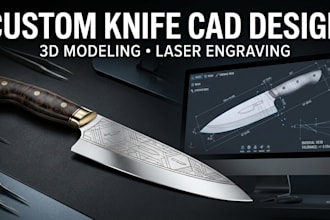 create premium custom knife design with cad modeling, laser engraving
