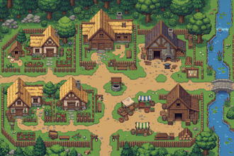 design 2d game map level environment tileset pixel art tilemap game assets
