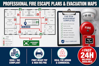 create fire escape plans, fire risk assessment, fire alarm and evacuation maps