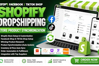 setup facebook tiktok shop shopify dropshipping store product synchronization