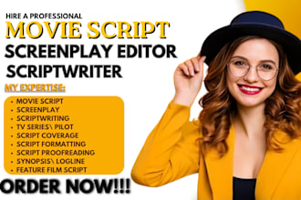 write, format movie script screenplay feature film script short film script edit