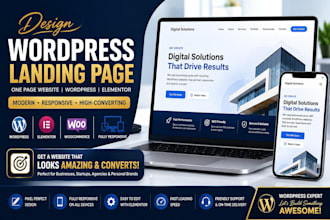 design wordpress landing page, one page website, wordpress website, elementor