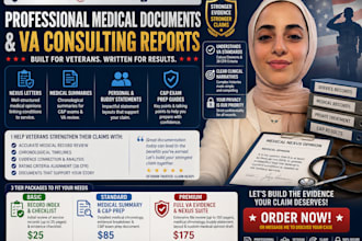 write professional medical documents and VA consulting reports for veterans