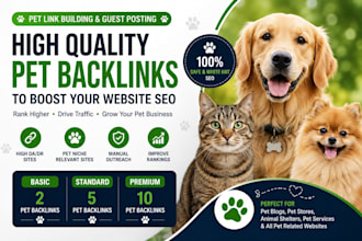 build high quality pets backlinks and guest posts for pets websites